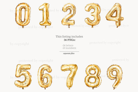 Gold Foil Alphabet Balloon Letters | Digital Gold Alphabet SVG GlamArtZhanna 