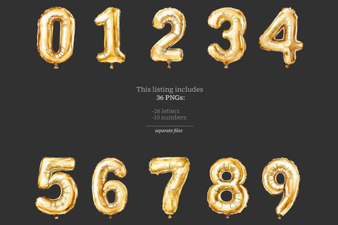 Gold Foil Alphabet Balloon Letters | Digital Gold Alphabet SVG GlamArtZhanna 