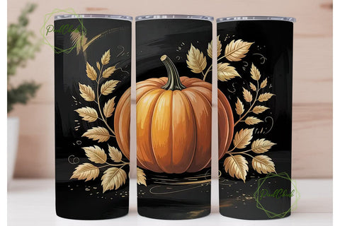 Gold Foil Pumpkin 20oz Tumbler Wrap Sublimation PixelChick 