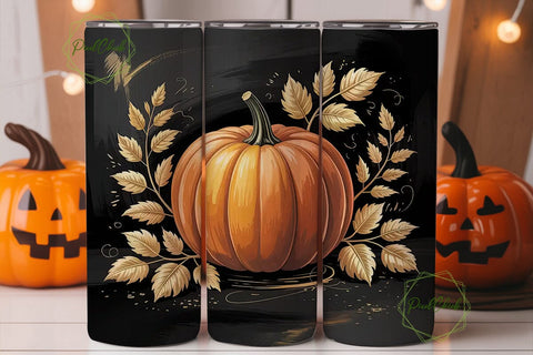 Gold Foil Pumpkin 20oz Tumbler Wrap Sublimation PixelChick 