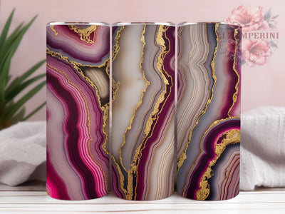 Gold Geode Agate 20oz Tumbler, Maroon Agate, Mineral Cross-Section, High Gloss, Luxurious Design, Skinny Tumbler, Sublimation PNG Sublimation Li Zamperini 