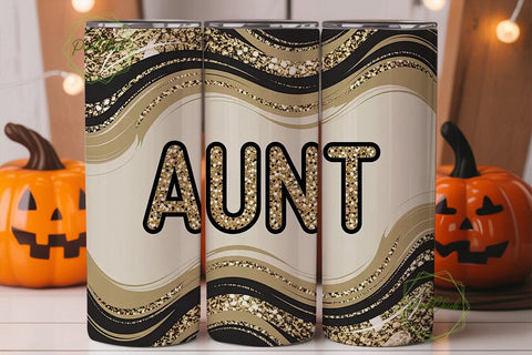 Gold Glitter Aunt Tumbler Design Sublimation PixelChick 