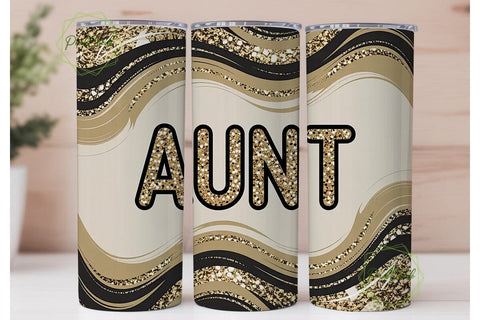 Gold Glitter Aunt Tumbler Design Sublimation PixelChick 