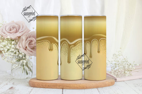 Gold Glitter Drip 20oz Tumbler Wrap Sublimation sassyprint 