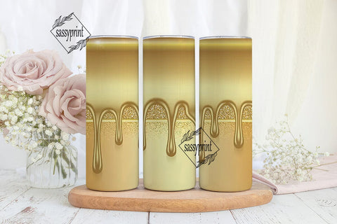 Gold Glitter Drip 20oz Tumbler Wrap Sublimation sassyprint 