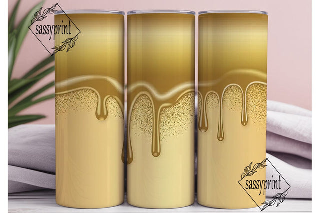 Gold Glitter Drip 20oz Tumbler Wrap Sublimation sassyprint 