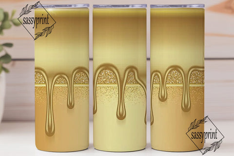 Gold Glitter Drip 20oz Tumbler Wrap Sublimation sassyprint 