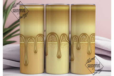 Gold Glitter Drip 20oz Tumbler Wrap Sublimation sassyprint 
