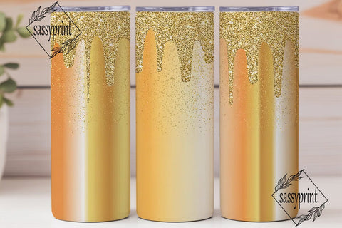 Gold Glitter Drip Tumbler Wrap Sublimation sassyprint 