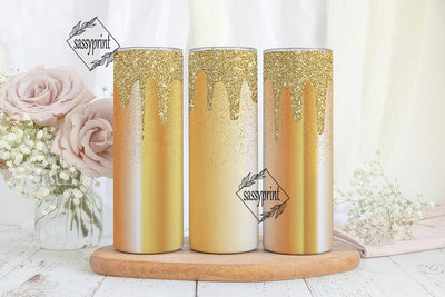 Gold Glitter Drip Tumbler Wrap Sublimation sassyprint 