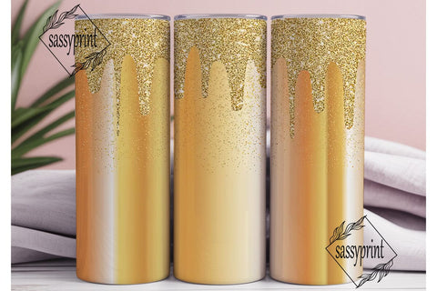 Gold Glitter Drip Tumbler Wrap Sublimation sassyprint 
