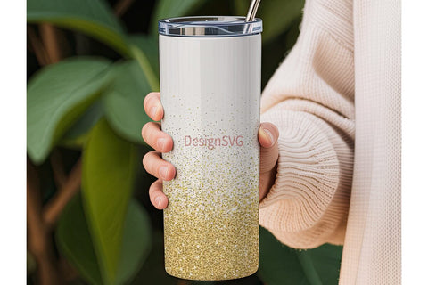 Gold Glitter Gradient 20oz Tumbler Wrap Sublimation DesignSVG 