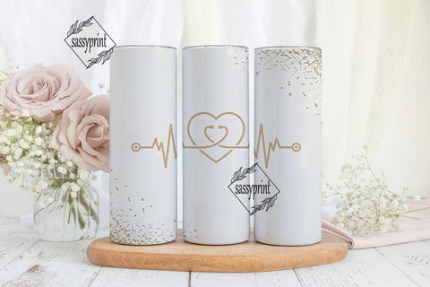 Gold Glitter Heart Stethoscope Tumbler Sublimation sassyprint 