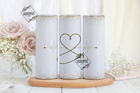 Gold Glitter Heart Stethoscope Tumbler Sublimation sassyprint 