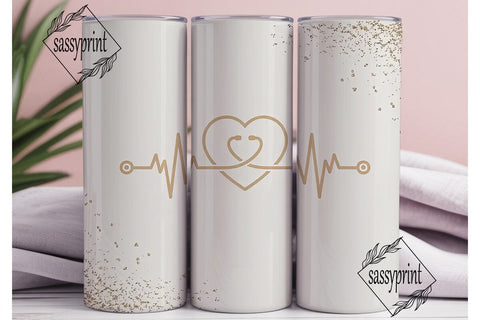Gold Glitter Heart Stethoscope Tumbler Sublimation sassyprint 