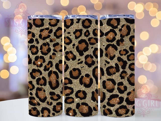 Gold Glitter Leopard 20oz Tumbler, Leopard Print Tumbler, Glitter Tumbler Wrap, 20oz Tumbler Design, Animal Print Tumbler, Sublimation Leopard Tumbler, Glitter Leopard Wrap Sublimation SvggirlplusArt 