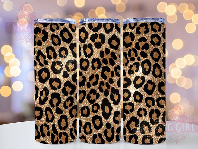 Gold Glitter Leopard 20oz Tumbler, Leopard Print Tumbler, Glitter Tumbler Wrap, 20oz Tumbler Design, Animal Print Tumbler, Sublimation Leopard Tumbler, Glitter Leopard Wrap Sublimation SvggirlplusArt 