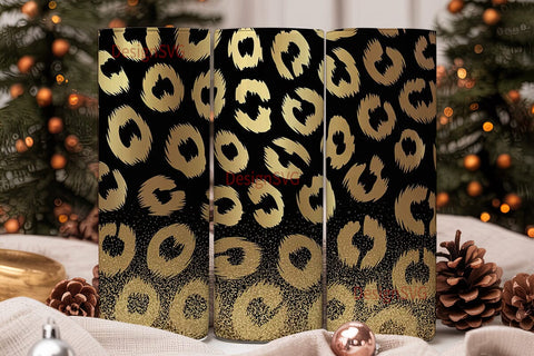 Gold Glitter Leopard Print 20oz Tumbler Sublimation DesignSVG 