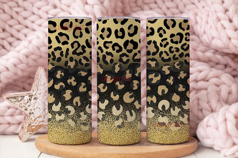 Gold Glitter Leopard Print 20oz Tumbler Sublimation DesignSVG 