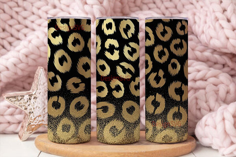 Gold Glitter Leopard Print 20oz Tumbler Sublimation DesignSVG 