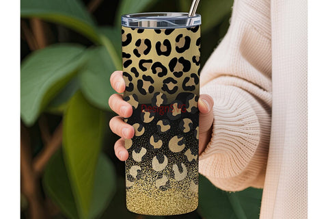 Gold Glitter Leopard Print 20oz Tumbler Sublimation DesignSVG 