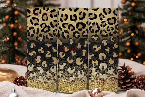 Gold Glitter Leopard Print 20oz Tumbler Sublimation DesignSVG 