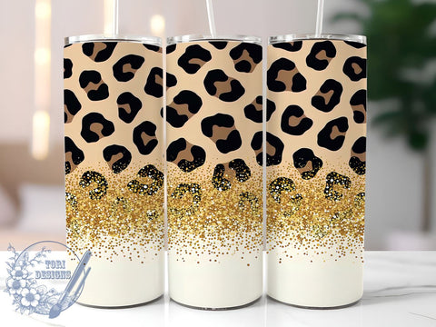 Gold Glitter Leopard Print Tumbler Wrap, 20oz Sublimation Design, Seamless Pattern Tumbler, Animal Print Tumbler, Glamorous Tumbler, Stylish Drinkware Sublimation Sublimation ToriDesigns 