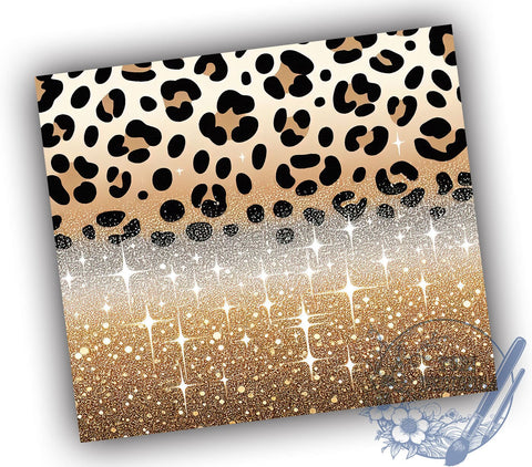 Gold Glitter Leopard Print Tumbler Wrap, 20oz Sublimation Design, Seamless Pattern Tumbler, Animal Print Tumbler, Glamorous Tumbler, Stylish Drinkware Sublimation Sublimation ToriDesigns 