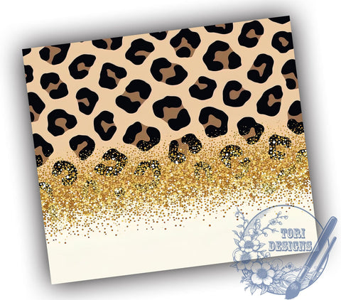 Gold Glitter Leopard Print Tumbler Wrap, 20oz Sublimation Design, Seamless Pattern Tumbler, Animal Print Tumbler, Glamorous Tumbler, Stylish Drinkware Sublimation Sublimation ToriDesigns 