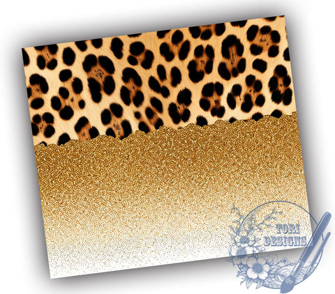 Gold Glitter Leopard Print Tumbler Wrap, 20oz Sublimation Design, Seamless Pattern Tumbler, Animal Print Tumbler, Glamorous Tumbler, Stylish Drinkware Sublimation Sublimation ToriDesigns 