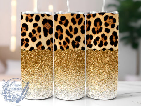 Gold Glitter Leopard Print Tumbler Wrap, 20oz Sublimation Design, Seamless Pattern Tumbler, Animal Print Tumbler, Glamorous Tumbler, Stylish Drinkware Sublimation Sublimation ToriDesigns 