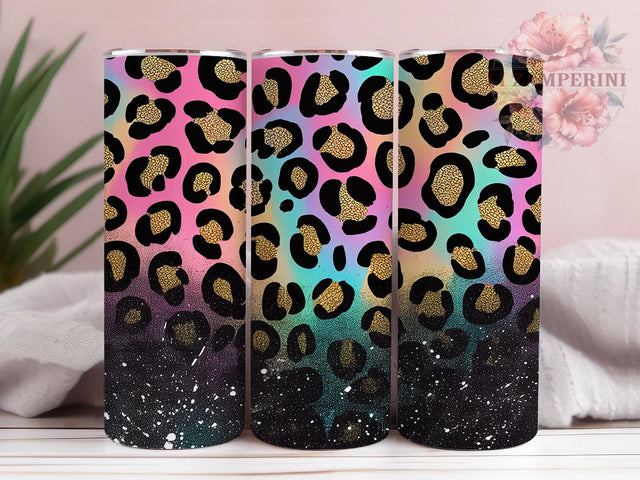 Gold Glitter Leopard Tie Dye Tumbler, Sparkle Tumbler Design, Gold Leopard Gift, Tie Dye Pattern, Fashion Tumbler Gift, Trendy Animal Print, Glam Accessories Sublimation Li Zamperini 