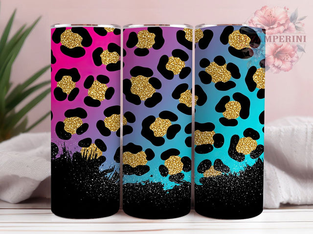 Gold Glitter Leopard Tie Dye Tumbler, Sparkle Tumbler Design, Gold Leopard Gift, Tie Dye Pattern, Fashion Tumbler Gift, Trendy Animal Print, Glam Accessories Sublimation Li Zamperini 