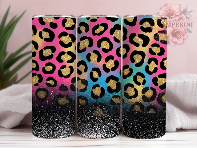 Gold Glitter Leopard Tie Dye Tumbler, Sparkle Tumbler Design, Gold Leopard Gift, Tie Dye Pattern, Fashion Tumbler Gift, Trendy Animal Print, Glam Accessories Sublimation Li Zamperini 