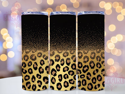 Gold Glitter Leopard Tumbler, Leopard Print Wrap, Cheetah Cup Design, 20oz Glitter Sublimation, Animal Print Tumbler, Glam Leopard Wrap, Shiny Cheetah Cup Sublimation SvggirlplusArt 