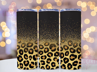 Gold Glitter Leopard Tumbler, Leopard Print Wrap, Cheetah Cup Design, 20oz Glitter Sublimation, Animal Print Tumbler, Glam Leopard Wrap, Shiny Cheetah Cup Sublimation SvggirlplusArt 