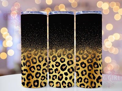 Gold Glitter Leopard Tumbler, Leopard Print Wrap, Cheetah Cup Design, 20oz Glitter Sublimation, Animal Print Tumbler, Glam Leopard Wrap, Shiny Cheetah Cup Sublimation SvggirlplusArt 