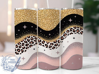 Gold Glitter Leopard Tumbler, Ombre Wrap, Leopard Print, Sublimation Art, 20oz Tumbler, Bold Design, Stylish Pattern Sublimation ToriDesigns 