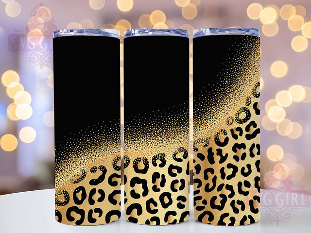 Gold Glitter Leopard Tumbler Wrap, Gold Leopard Sublimation Design, Glam Animal Print Drinkware, 20oz Skinny Tumbler Wrap, Sparkly Leopard Wrap, Chic Safari Sublimation, Metallic Leopard Print Tumbler Sublimation SvggirlplusArt 