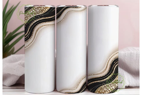 Gold Glitter Marble Name 20oz Tumbler Sublimation PixelChick 
