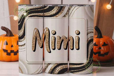 Gold Glitter Mimi Tumbler Wrap Sublimation PixelChick 
