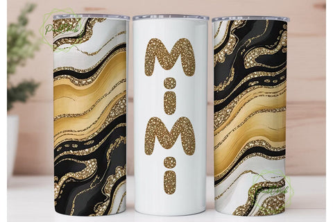 Gold Glitter Mimi Tumbler Wrap Sublimation PixelChick 
