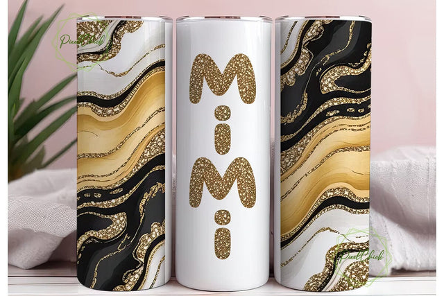 Gold Glitter Mimi Tumbler Wrap Sublimation PixelChick 