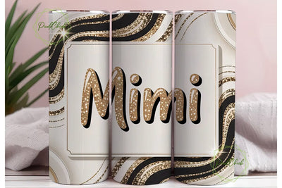 Gold Glitter Mimi Tumbler Wrap Sublimation PixelChick 