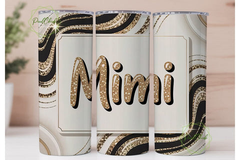 Gold Glitter Mimi Tumbler Wrap Sublimation PixelChick 