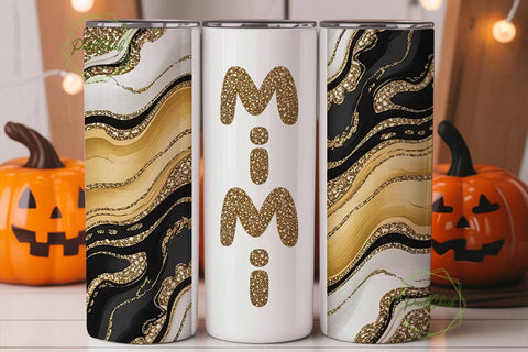 Gold Glitter Mimi Tumbler Wrap Sublimation PixelChick 