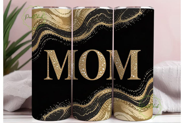 Gold Glitter Mom 20oz Tumbler Wrap Sublimation PixelChick 