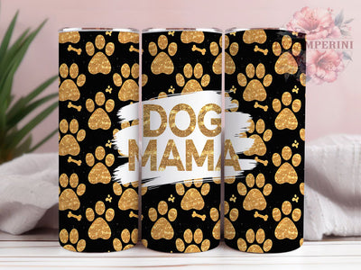 Gold Glitter Paw Print Dog Mom Tumbler, Gold Glitter Paw Print, Dog Mama Gift Idea, 20oz Pet Lover Tumbler, Custom Dog Paw Design, Sparkle Pet Tumbler Wrap Sublimation Li Zamperini 