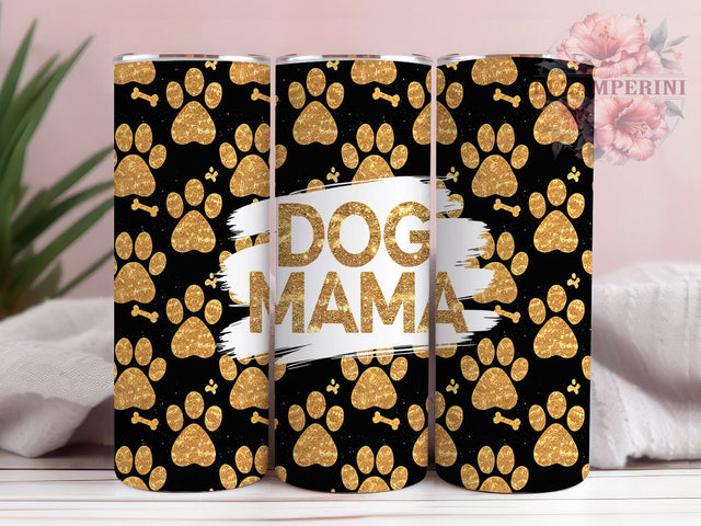 Gold Glitter Paw Print Dog Mom Tumbler, Gold Glitter Paw Print, Dog Mama Gift Idea, 20oz Pet Lover Tumbler, Custom Dog Paw Design, Sparkle Pet Tumbler Wrap Sublimation Li Zamperini 