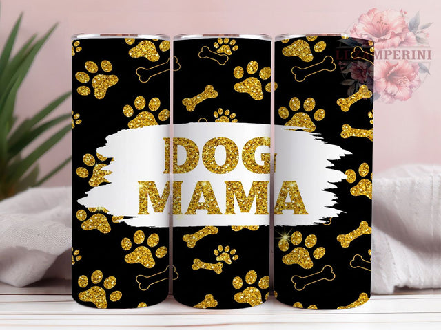 Gold Glitter Paw Print Dog Mom Tumbler, Gold Glitter Paw Print, Dog Mama Gift Idea, 20oz Pet Lover Tumbler, Custom Dog Paw Design, Sparkle Pet Tumbler Wrap Sublimation Li Zamperini 